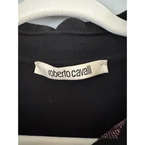 Roberto Cavalli Black Metallic Knit Long Sleeve Polo Shirt Women’s Size Large thumbnail 4