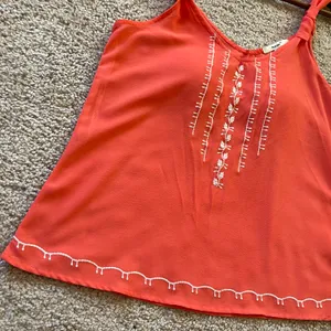 Orange w/ White Embroidery Detailing Sweetheart Tank Top thumbnail 3