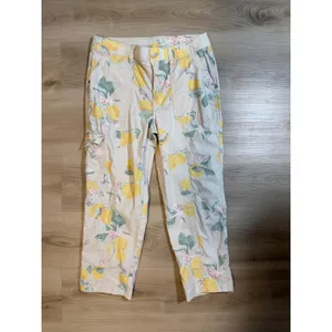 Chico's So Slimming Lemon Print Crop Cargo Pants 4 S Women Fruit Floral Casual thumbnail 3