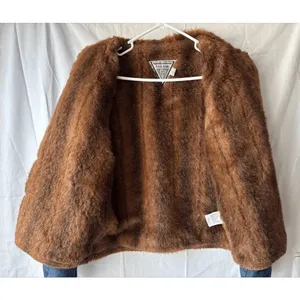Marvin Richards Faux Fur Lined Denim Jacket Womens Size Small thumbnail 3