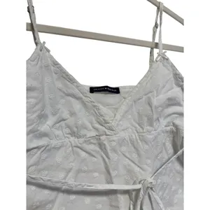Brandy Melville White Embroidered Cotton Tank Top M thumbnail 3