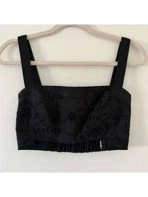 ZARA Whimsigoth Grunge Boho Embroidered Eyelet Open Back Crop top size small thumbnail 10