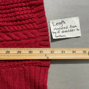 Sundance Cardigan Women Size Medium Red Longline Crochet Knit Open Front Sweater thumbnail 8