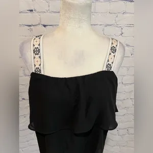 J.Crew Factory Black Embroidered Tank Top Size 2 thumbnail 2