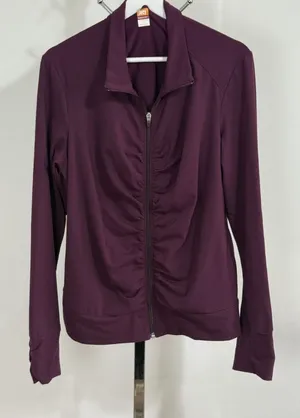 Lucy Power Women’s Track Jacket Full Zip Red Plum Ruched Yoga Athletic Size XL thumbnail 1