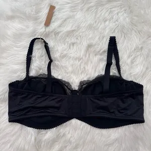 Skims Stretch Satin Lace Unlined Balconette Bra Onyx Size 44DD thumbnail 6