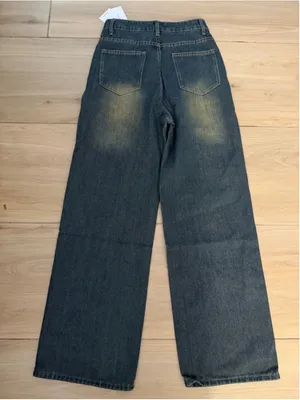 NEW Street Fashion Loose Jeans Y2k Rivet Star Gothic Loose Denim XS thumbnail 6