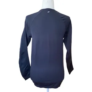 Fabletics Sync long-sleeve black perforated stretchy seamless top Size Medium M thumbnail 5