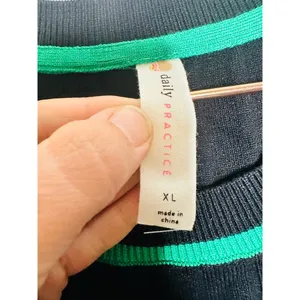 DAILY PRACTICE ANTHROPOLOGY Long-Sleeve Black Green Sporty Sweater Dress NWT XL thumbnail 9