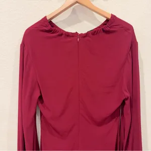 STAUD Wine Red Mini Dress Black Scallop Keyhole Long Sleeve XS thumbnail 5