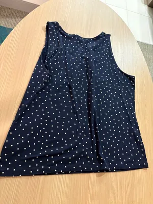 Talbots Scoop Neck Tank Top XL Xtra Large Black Tan Polka Dots Pima Cotton NEW thumbnail 3