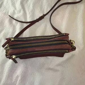Fossil Emma Burgundy Leather/suede Crossbody Bag Purse thumbnail 4