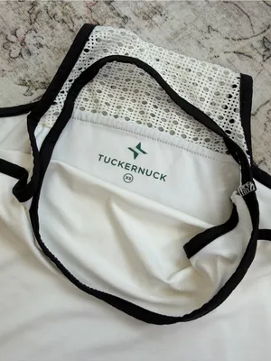 Tuckernuck White Racerback Tank with Black Trim thumbnail 6