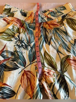 C&C California linen tropical print wide leg crop pants elastic waist size M thumbnail 6