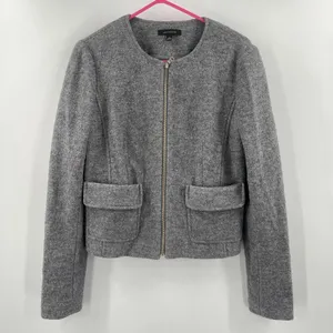 ANN TAYLOR Blazer Size Medium Wool Blend Gray Business Casual Office Work Career thumbnail 13