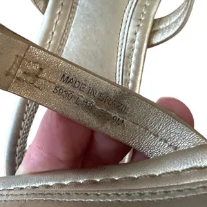 Tory Burch Fringe Miller Thong Sandals‎ Metallic Gold Logo Size 9 thumbnail 5