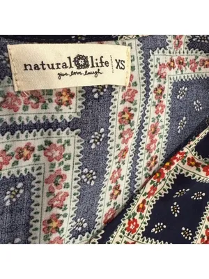 Natural Life Collette Tiered Maxi Dress Navy Scarf Print Size XS Beachy Boho thumbnail 8