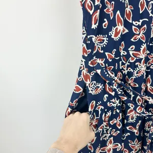 NEW J.Crew High Neck Tie Waist Midi Dress Cottagecore Floral Antique Navy US 16 thumbnail 10