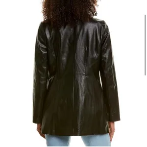 Line & Dot River Vegan Faux Leather Longline Blazer Jacket Size Small Black thumbnail 3