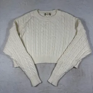 Altar'd‎ State Cream Cable Knit Cropped Sweater M MWT9139-23 Ivory Crew Neck thumbnail 1