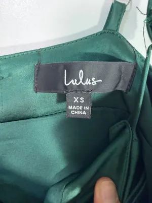 Lulus Emerald Green Satin Spaghetti Strap Layered Ruffle Hem Mini Dress XS thumbnail 2