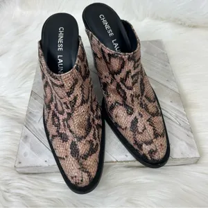 Chinese Laundry Animal Print Faux Snakeskin Heeled Mule Booties Size 7.5 thumbnail 3