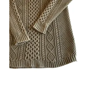 LL Bean Signature Sweater Womens Size L Green Cable Knit Fisherman 100% Cotton thumbnail 11
