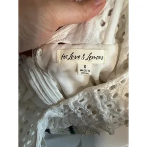For Love & Lemons Becca White Eyelet Mini Corset Milkmaid Lace Trim Puff Sleeve thumbnail 6