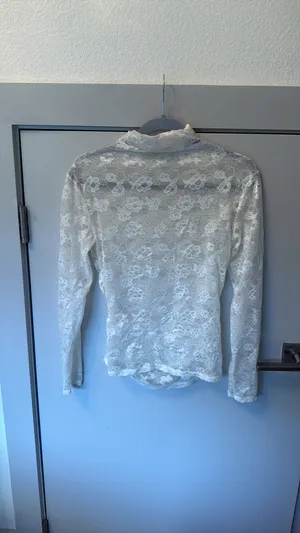 Open Edit White Lace Long Sleeve Shirt thumbnail 3
