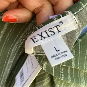 Exist Maxi Dress Large‎ Olive Green Cold Shoulder Striped Knit LMD8359 thumbnail 7