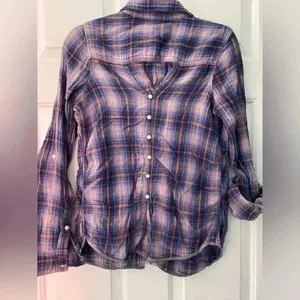 Pink Victoria's Secret plaid button‎ down long sleeve shirt size M thumbnail 2