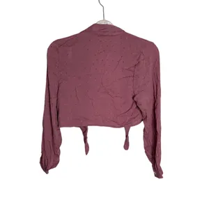 NWT Dippin Daisy’s S Georgia Mauve Long Sleeve Tie Front Beach Coverup Crop Top thumbnail 4