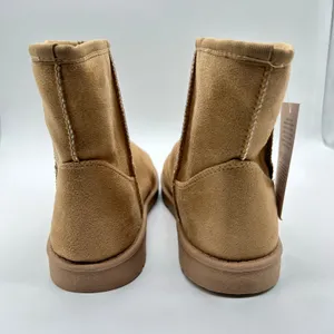 Josiny Faux Suede Boots Womens 11 Tan Classic Fur Lined Ankle‎ Booties NEW thumbnail 4