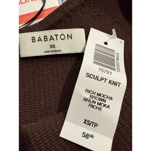 BABATON Sculpt Knit Rich Mocha Brown‎ One Shoulder Crop Top XS thumbnail 4