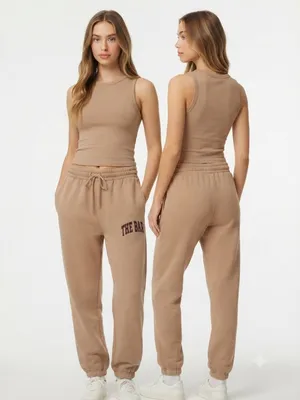 THE BAR Sweatpants Women’s Size M Brown Joggers 100% Cotton Made in USA thumbnail 1