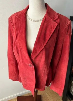 Alfani red/orange suede leather jacket size L thumbnail 1