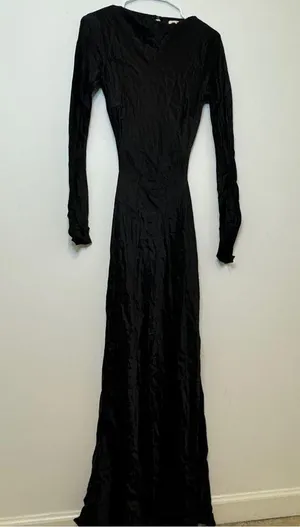 NEW Bec & Bridge Ren Long Sleeve Midi Dress in Black Size 6 Open Back Satin thumbnail 3