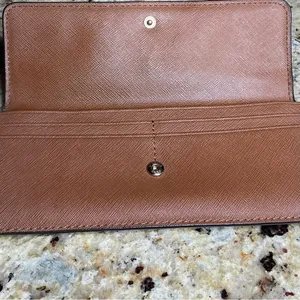 Michael Kors Brown Jet Set Saffiano Leather Snap Front Wallet - EUC thumbnail 7