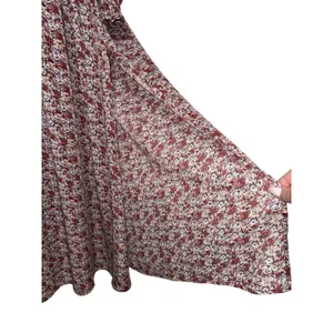 Promesa Floral Maxi Dress Burgundy Long Sleeve Square Neck Smocked Back Large thumbnail 8