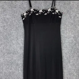 Y2K Vintage City Triangles Black Maxi Dress silver Accents medium Babydoll party thumbnail 9