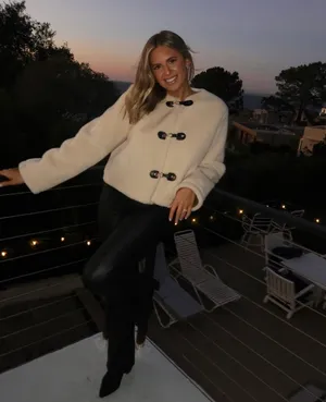 Zara Jacket coat teddy fur ivory cream cropped toggle  thumbnail 6