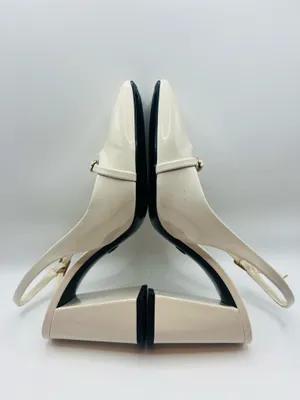 Zara Womens Cream Slingback Block Heels Square Toe Minimalist Chic Size 7 Mod thumbnail 9