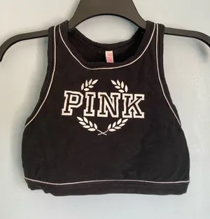 PINK Sports Bra Crop Medium Black Activewear Athleisure Athleticwear thumbnail 1