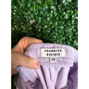 Frankie’s Bikinis Purple Terry Cloth Shorts Sz Medium thumbnail 3