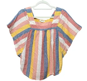 Beachlunchlounge Striped Multicolor Blouse Linen Blend Desert Vibes Sz S‎ thumbnail 1
