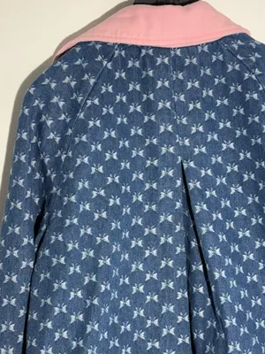 Anthropologie Dot & Lu Quilted Blue Floral Jacket Pink Collar Missing Zipper thumbnail 12