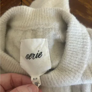 Aerie Wide Ribbed Crewneck Sweater Size Small Gray thumbnail 2