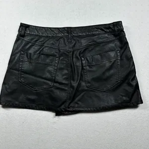 We The Free Leather Mini Skirt Black Size 31 Free People Button Front Moto Skirt thumbnail 6