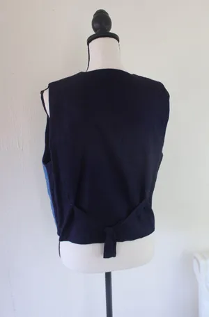Vintage 90s Agapo Petite Denim Quilted Embroidered Floral Vest thumbnail 2