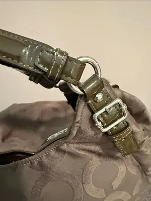 Coach Signature Shoulder Bag in Brown and Dark Olive Trim thumbnail 7